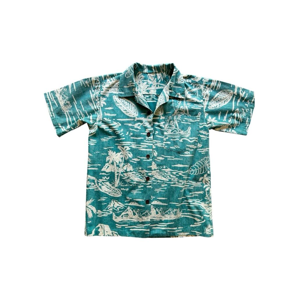 RJC Hawaiian Kids Button Up Shirt Made in Hawaii size 8 Cotton